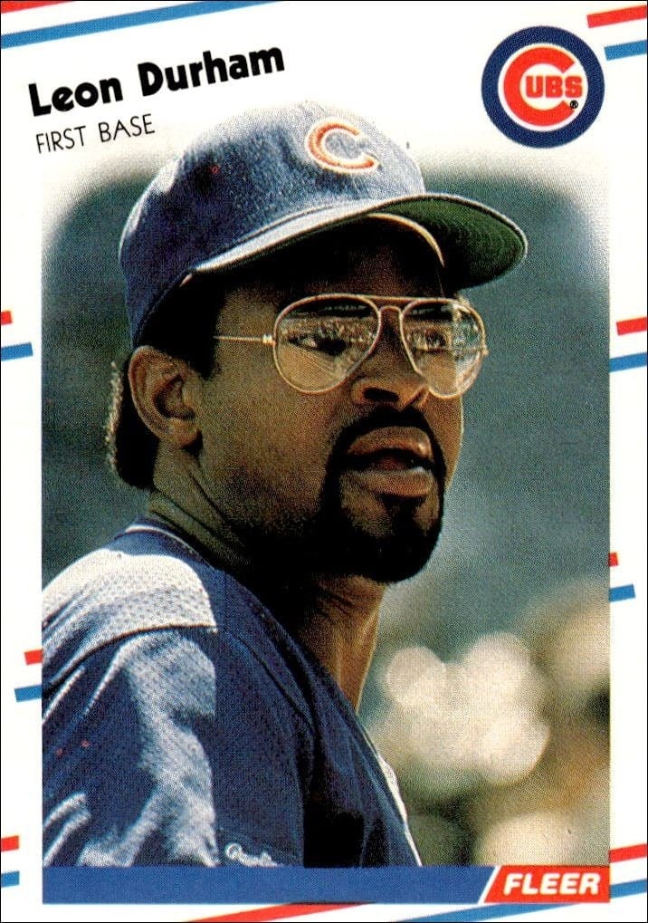 Leon Durham 1988 Fleer #420 Baseball Trading Card - Front 1988 Fleer Leon Durham #420 baseball trading card front