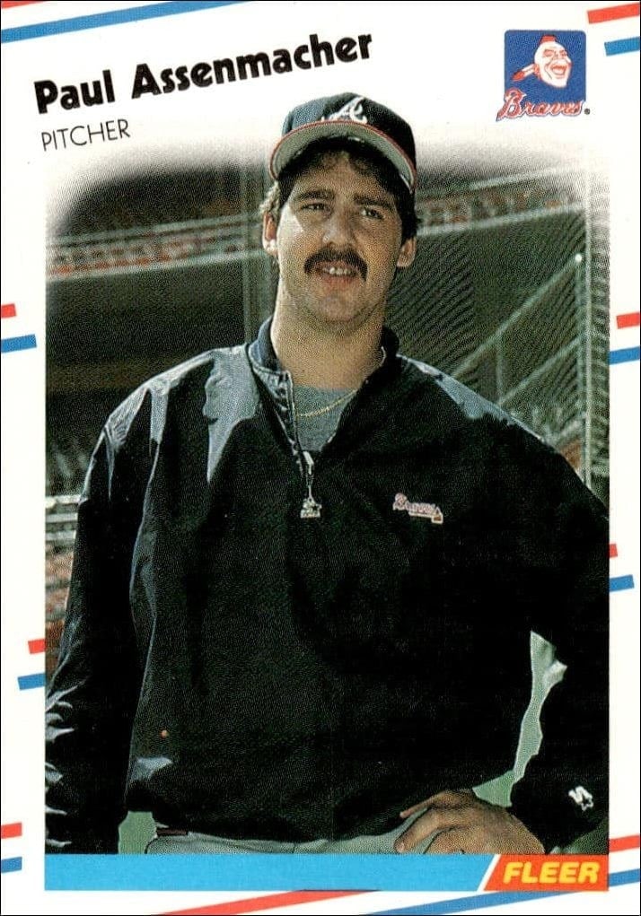 Paul Assenmacher 1988 Fleer #532 Baseball Trading Card - Front 1988 Fleer Paul Assenmacher #532 baseball trading card front