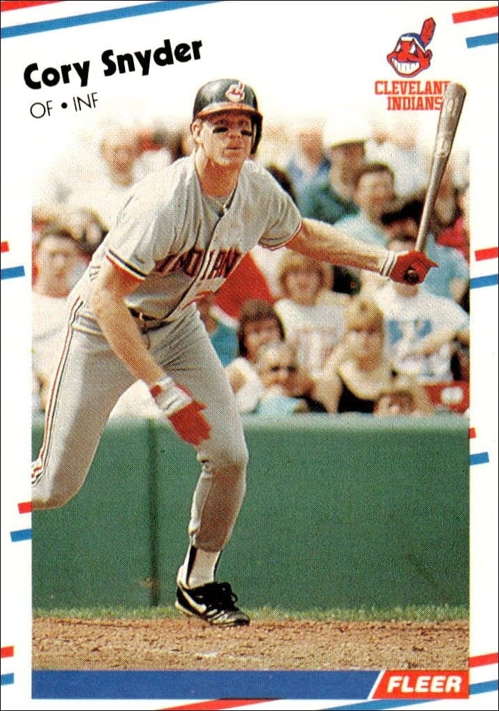Cory Snyder 1988 Fleer #615 Baseball Trading Card - Front 1988 Fleer Cory Snyder #615 baseball trading card front