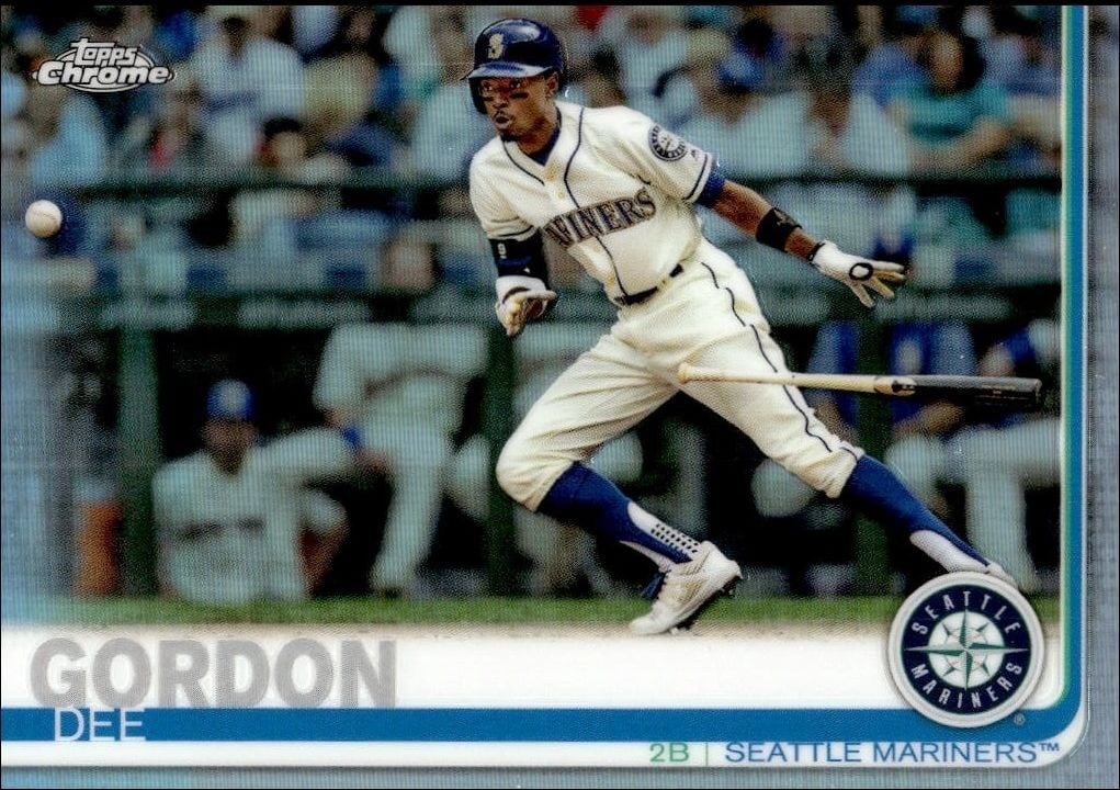 Dee Gordon 2019 Topps Chrome #196 Baseball Trading Card - Front 2019 Topps Chrome Dee Gordon #196 baseball trading card front
