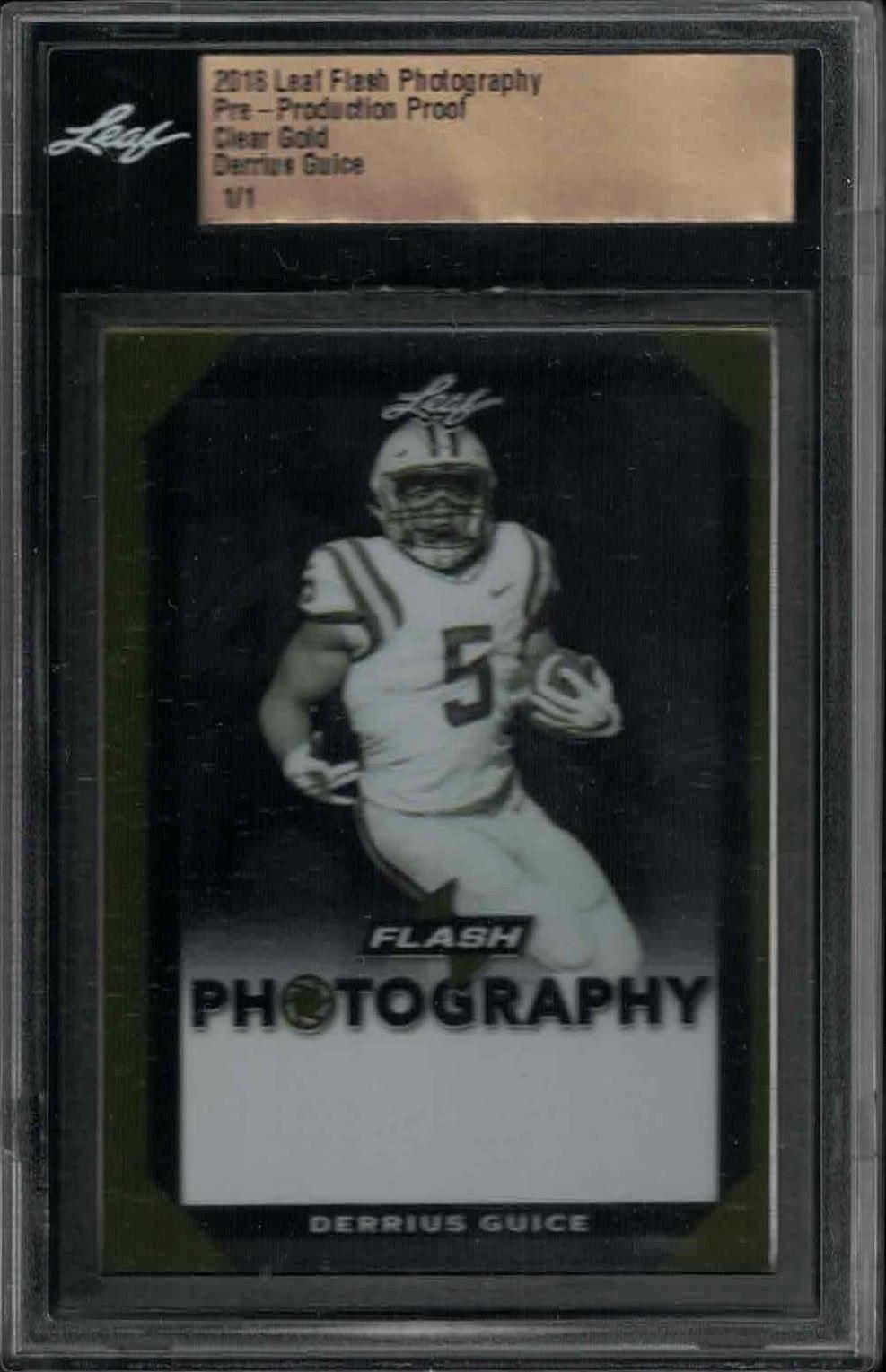 Derrius Guice 2018 Leaf Flash Photography #NAA Football Trading Card - Front 2018 Leaf Flash Photography Derrius Guice #NAA football trading card front