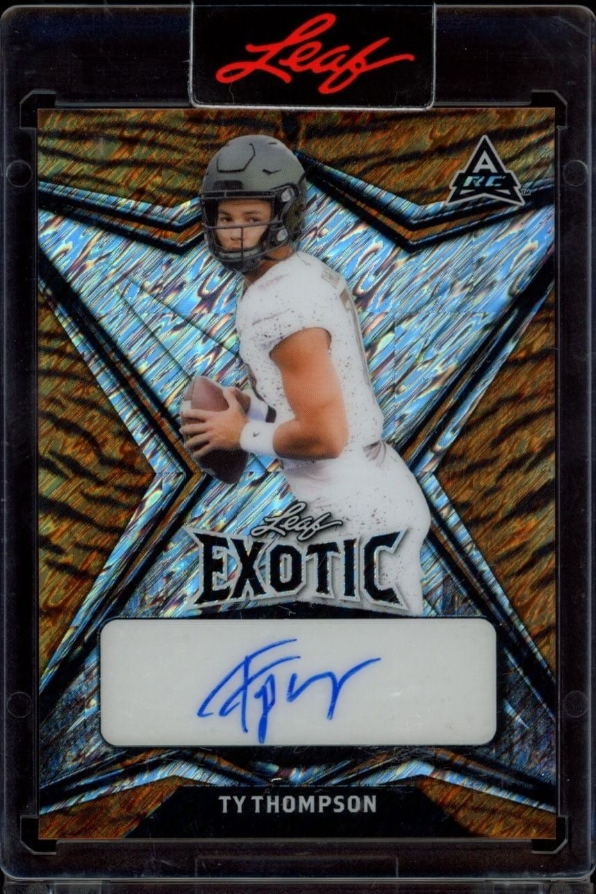 Ty Thompson 2022 Leaf Exotic #BA-TT1 Football Trading Card - Front 2022 Leaf Exotic Ty Thompson #BA-TT1 football trading card front