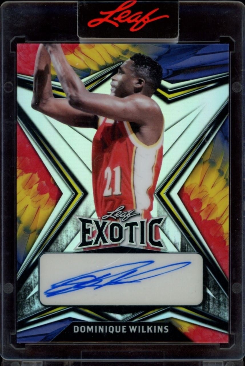Dominique Wilkins 2022-23 Leaf Exotic #EA-DW1 Basketball Trading Card - Front 2022-23 Leaf Exotic Dominique Wilkins #EA-DW1 basketball trading card front