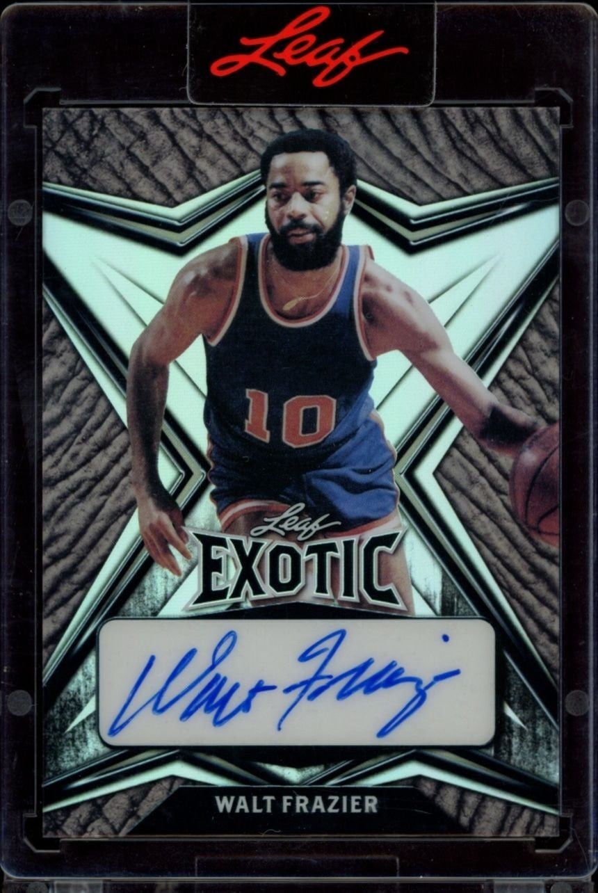 Walt Frazier 2022-23 Leaf Exotic #EA-WF1 Basketball Trading Card - Front 2022-23 Leaf Exotic Walt Frazier #EA-WF1 basketball trading card front
