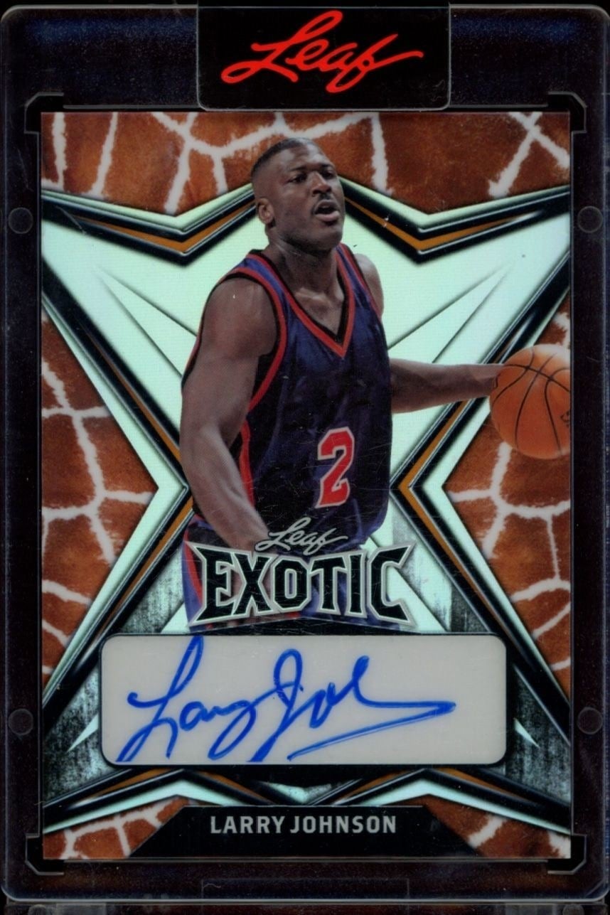 Larry Johnson 2022-23 Leaf Exotic #EA-LJ1 Basketball Trading Card - Front 2022-23 Leaf Exotic Larry Johnson #EA-LJ1 basketball trading card front