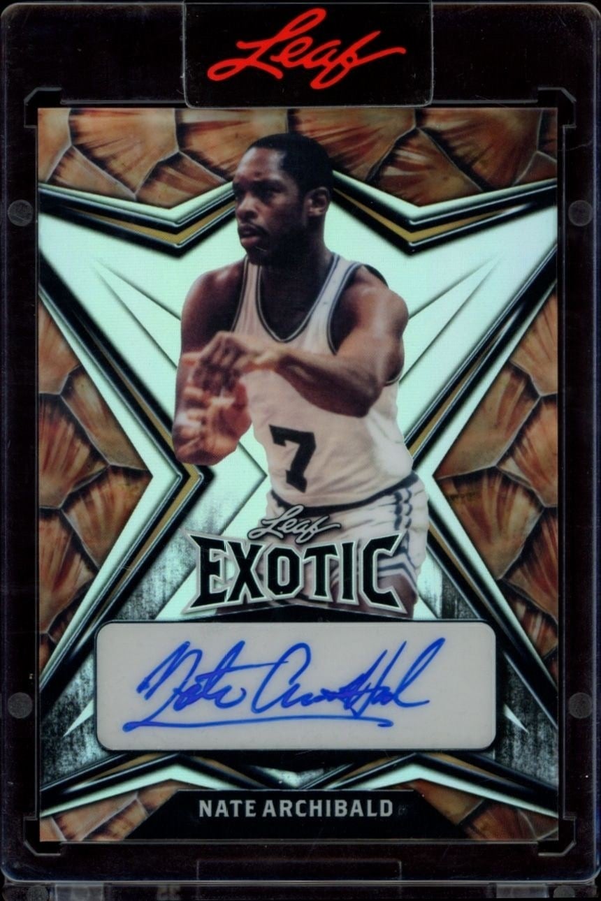 Nate Archibald 2022-23 Leaf Exotic #EA-NA1 Basketball Trading Card - Front 2022-23 Leaf Exotic Nate Archibald #EA-NA1 basketball trading card front