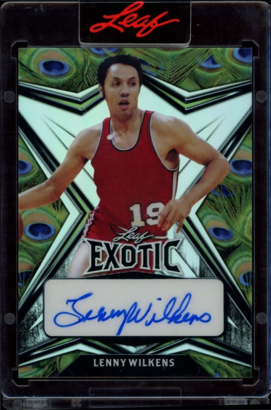 Lenny Wilkens 2022-23 Leaf Exotic #EA-LW1 Basketball Trading Card - Front 2022-23 Leaf Exotic Lenny Wilkens #EA-LW1 basketball trading card front