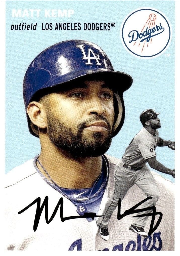 Matt Kemp 2012 Topps Archives #1 Baseball Trading Card - Front 2012 Topps Archives Matt Kemp #1 baseball trading card front