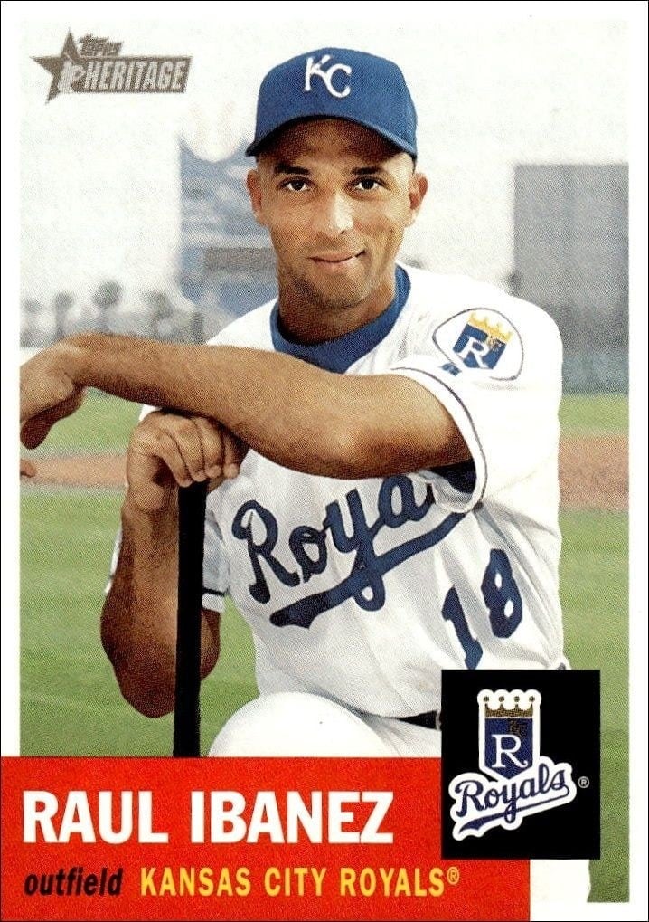 Raul Ibanez 2002 Topps Heritage #279 Baseball Trading Card - Front 2002 Topps Heritage Raul Ibanez #279 baseball trading card front