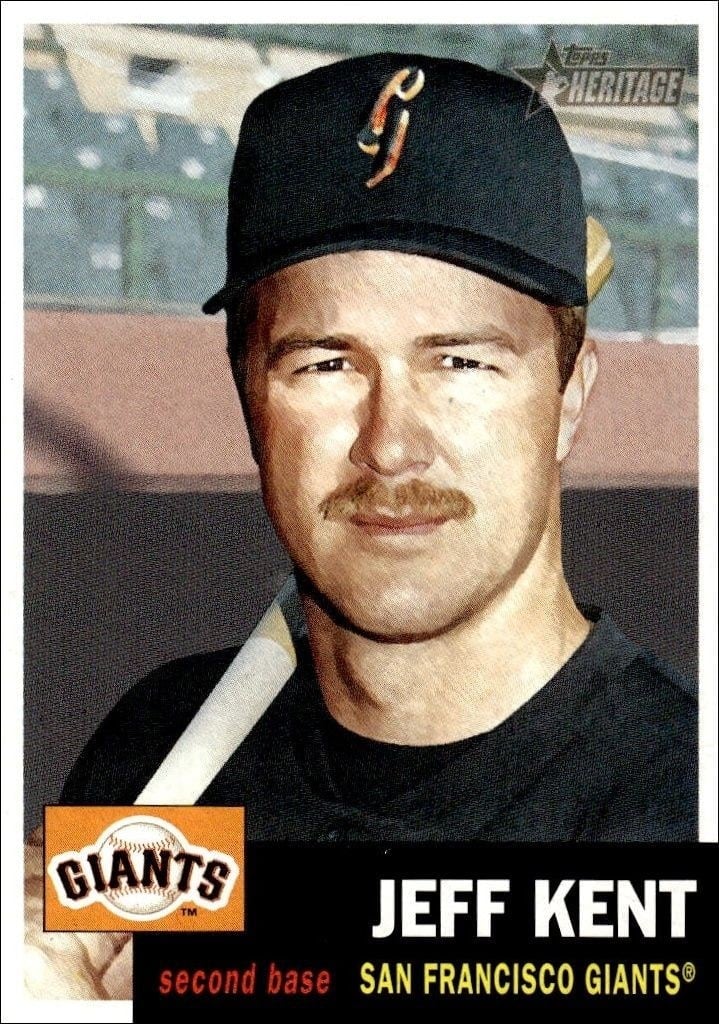 Jeff Kent 2002 Topps Heritage #152 Baseball Trading Card - Front 2002 Topps Heritage Jeff Kent #152 baseball trading card front