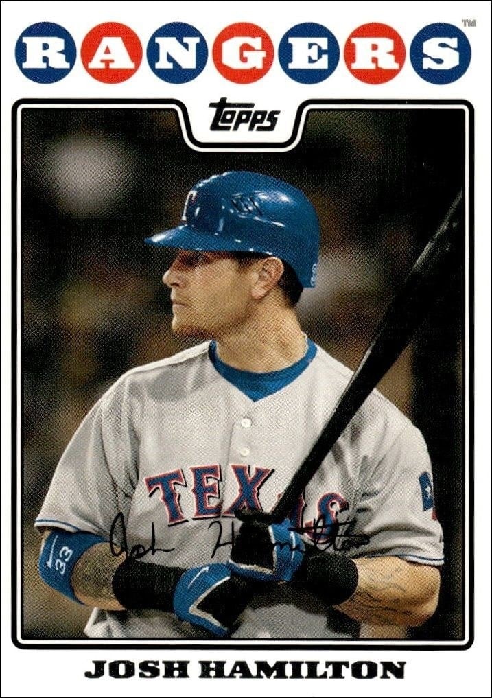 Josh Hamilton 2008 Topps #439 Baseball Trading Card - Front 2008 Topps Josh Hamilton #439 baseball trading card front