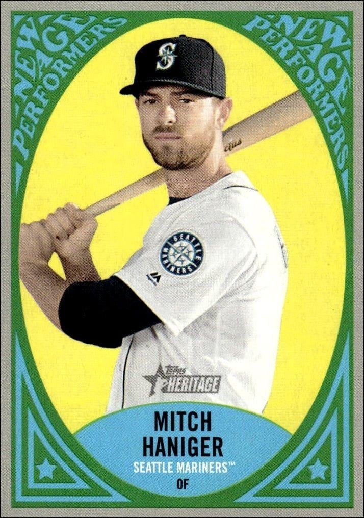Mitch Haniger 2019 Topps Heritage #NAP-9 Baseball Trading Card - Front 2019 Topps Heritage Mitch Haniger #NAP-9 baseball trading card front