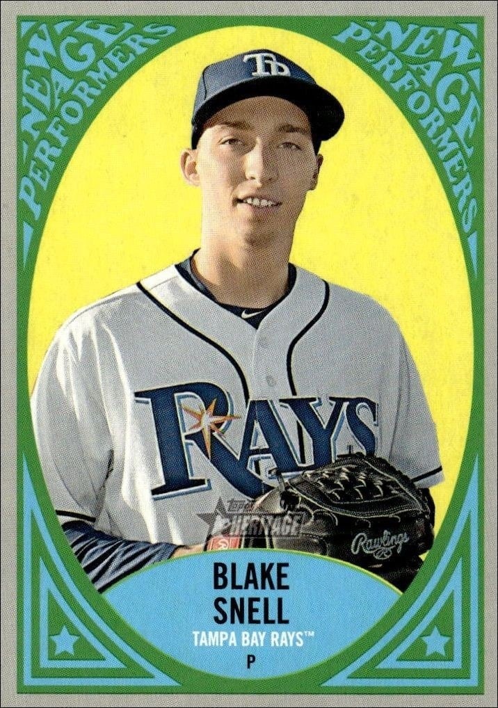 Blake Snell 2019 Topps Heritage #NAP-1 Baseball Trading Card - Front 2019 Topps Heritage Blake Snell #NAP-1 baseball trading card front