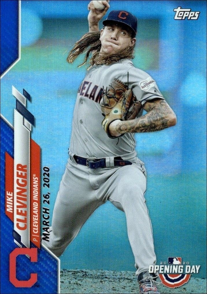 Mike Clevinger 2020 Topps Opening Day #158 Baseball Trading Card - Front 2020 Topps Opening Day Mike Clevinger #158 baseball trading card front