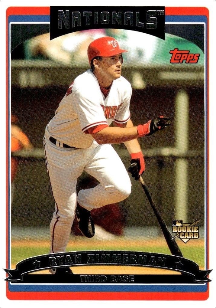 Ryan Zimmerman 2006 Topps #617 Baseball Trading Card - Front 2006 Topps Ryan Zimmerman #617 baseball trading card front