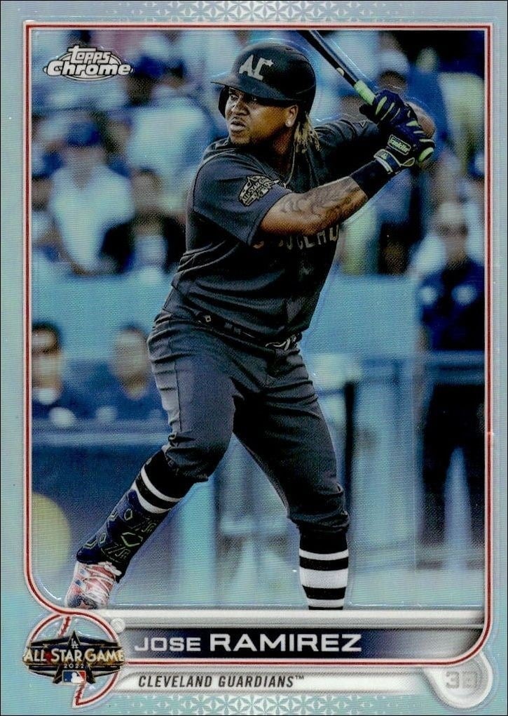 Jose Ramirez 2022 Topps Chrome Update #ASGC-22 Baseball Trading Card - Front 2022 Topps Chrome Update Jose Ramirez #ASGC-22 baseball trading card front