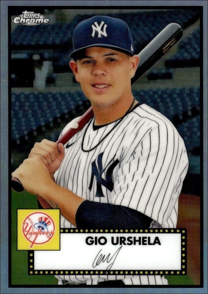 Gio Urshela 2021 Topps Chrome Platinum Anniversary #402 Baseball Trading Card - Front 2021 Topps Chrome Platinum Anniversary Gio Urshela #402 baseball trading card front
