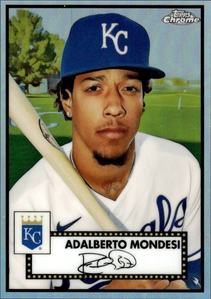 Adalberto Mondesi 2021 Topps Chrome Platinum Anniversary #267 Baseball Trading Card - Front 2021 Topps Chrome Platinum Anniversary Adalberto Mondesi #267 baseball trading card front