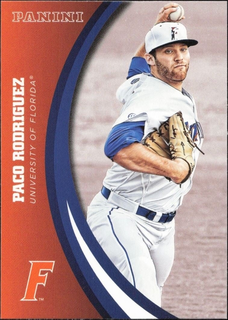 Paco Rodriguez 2015 Panini Florida Gators #81 Baseball Trading Card - Front 2015 Panini Florida Gators Paco Rodriguez #81 baseball trading card front