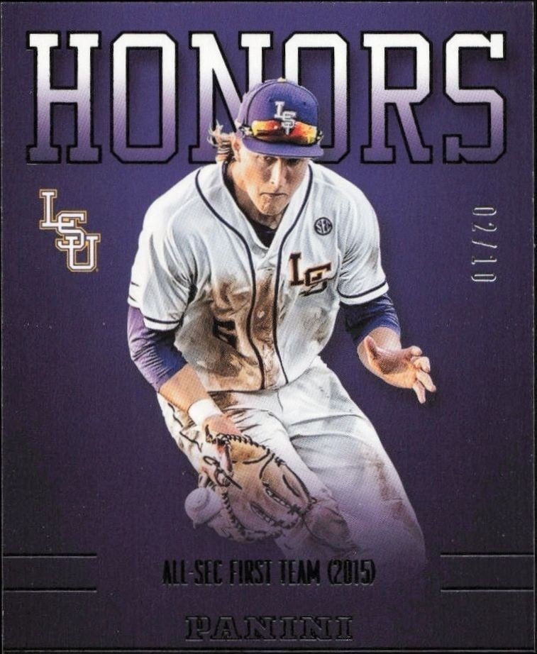 Andrew Stevenson 2015 Panini Lsu Tigers #AS-LSU Baseball Trading Card - Front 2015 Panini Lsu Tigers Andrew Stevenson #AS-LSU baseball trading card front