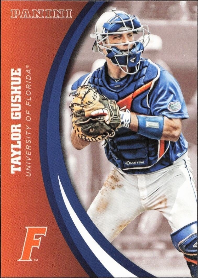 Taylor Gushue 2015 Panini Florida Gators #82 Baseball Trading Card - Front 2015 Panini Florida Gators Taylor Gushue #82 baseball trading card front