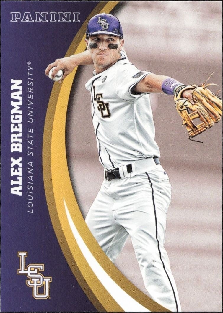 Alex Bregman 2015 Panini Lsu Tigers #76 Baseball Trading Card - Front 2015 Panini Lsu Tigers Alex Bregman #76 baseball trading card front