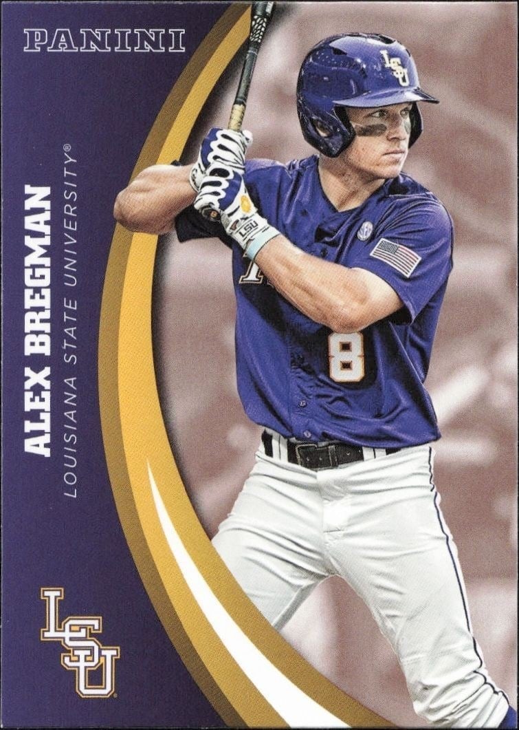 Alex Bregman 2015 Panini Lsu Tigers #71 Baseball Trading Card - Front 2015 Panini Lsu Tigers Alex Bregman #71 baseball trading card front