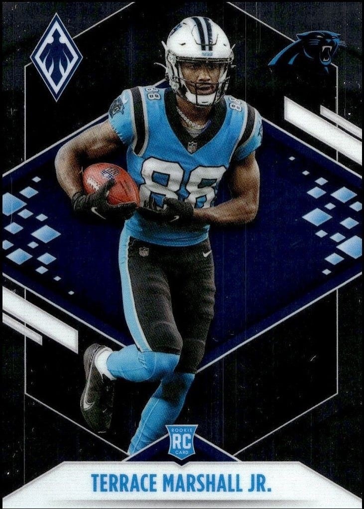 Terrace Marshall Jr. 2020 Panini Phoenix #120 Football Trading Card - Front 2020 Panini Phoenix Terrace Marshall Jr. #120 football trading card front