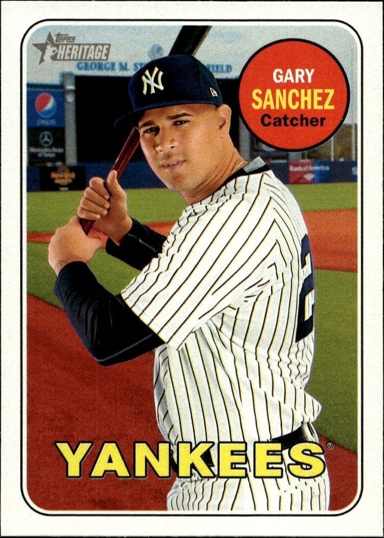 Gary Sanchez 2018 Topps Heritage #191 Baseball Trading Card - Front 2018 Topps Heritage Gary Sanchez #191 baseball trading card front