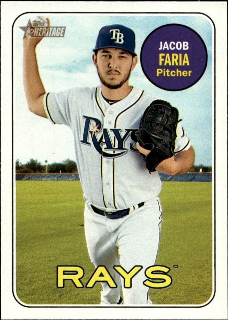 Jacob Faria 2018 Topps Heritage #342 Baseball Trading Card - Front 2018 Topps Heritage Jacob Faria #342 baseball trading card front