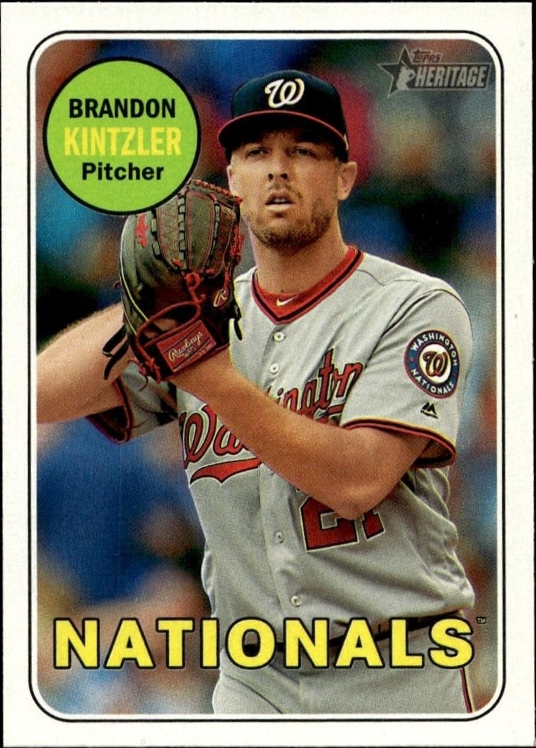 Brandon Kintzler 2018 Topps Heritage #355 Baseball Trading Card - Front 2018 Topps Heritage Brandon Kintzler #355 baseball trading card front