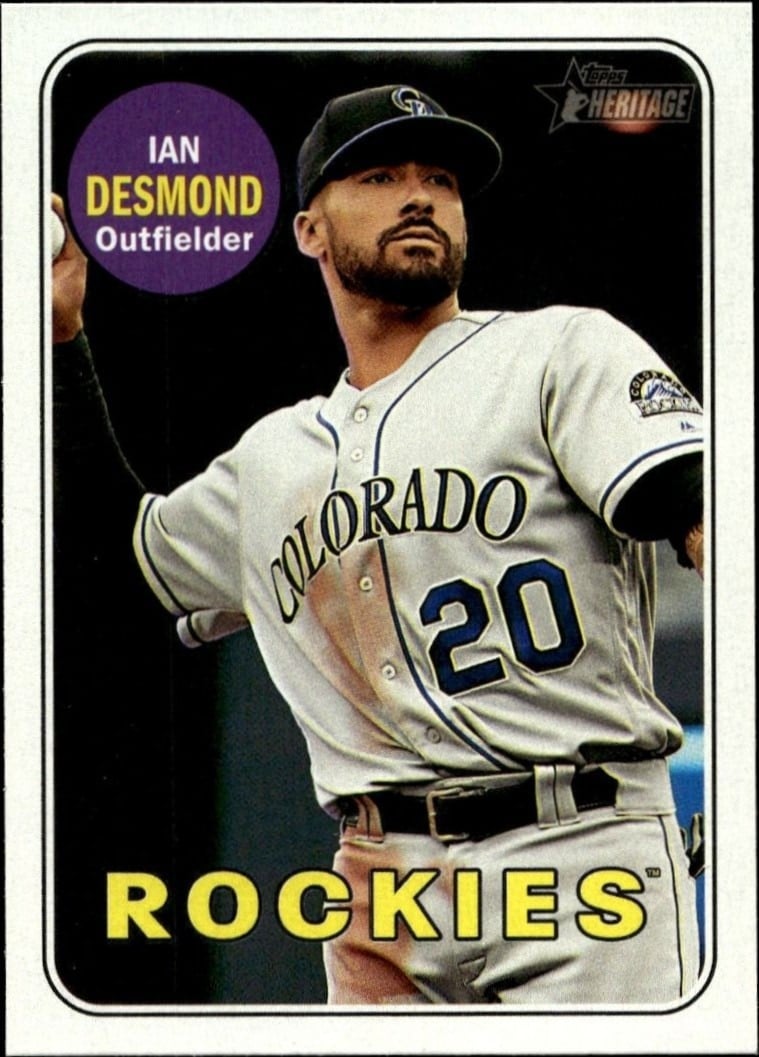 Ian Desmond 2018 Topps Heritage #122 Baseball Trading Card - Front 2018 Topps Heritage Ian Desmond #122 baseball trading card front