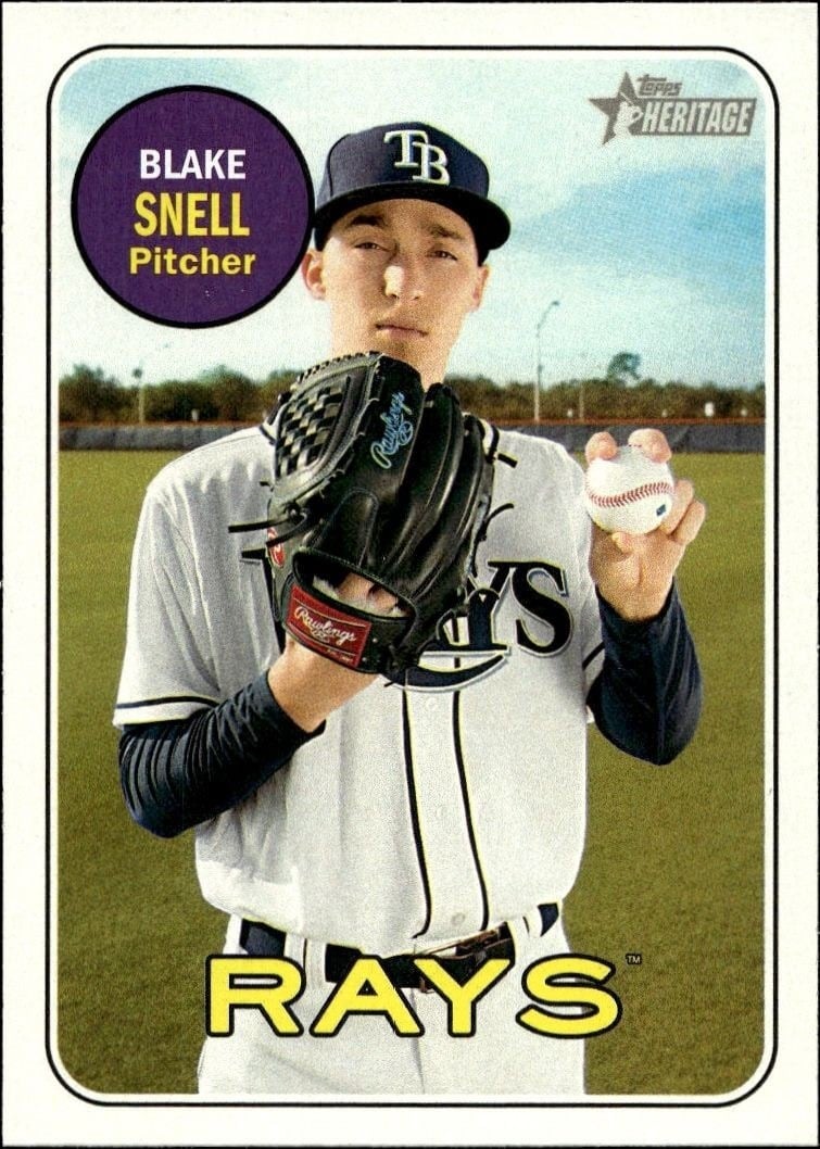 Blake Snell 2018 Topps Heritage #54 Baseball Trading Card - Front 2018 Topps Heritage Blake Snell #54 baseball trading card front