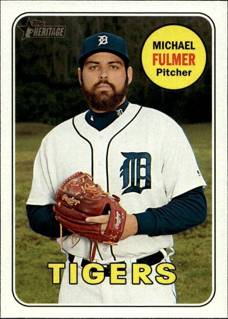 Michael Fulmer 2018 Topps Heritage #382 Baseball Trading Card - Front 2018 Topps Heritage Michael Fulmer #382 baseball trading card front