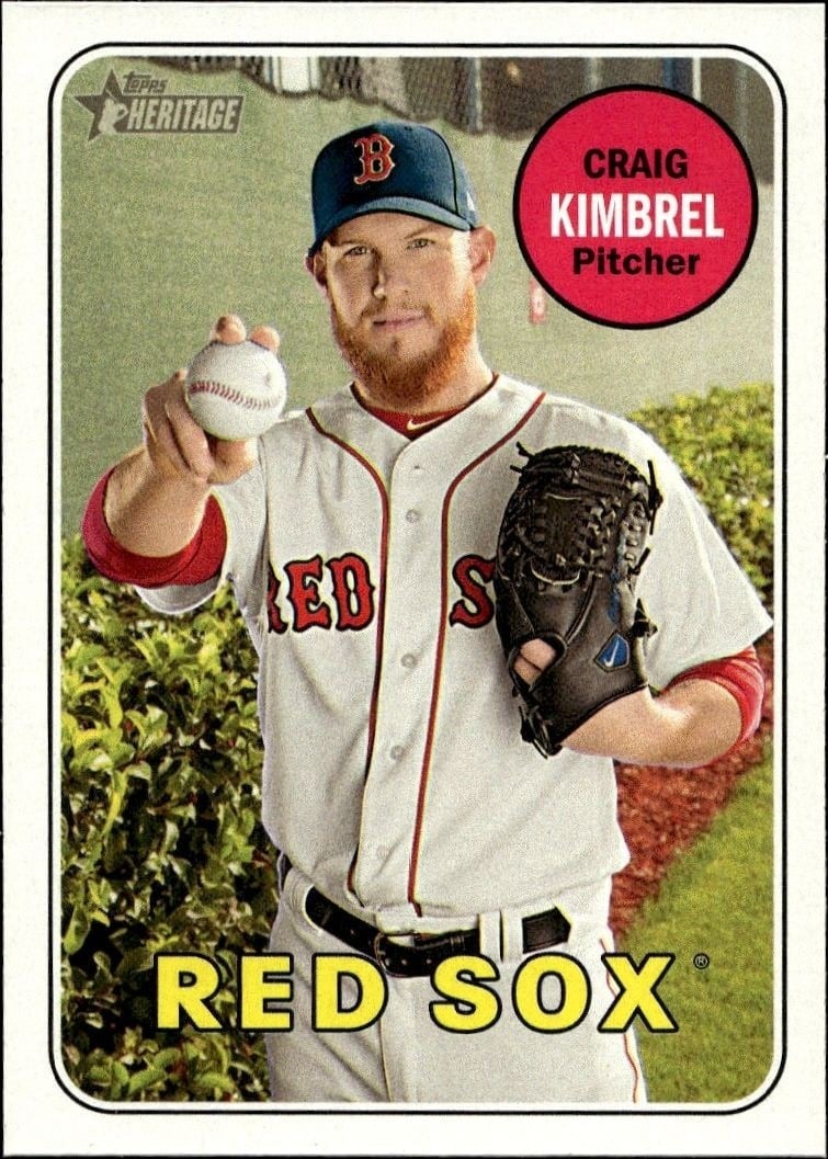 Craig Kimbrel 2018 Topps Heritage #28 Baseball Trading Card - Front 2018 Topps Heritage Craig Kimbrel #28 baseball trading card front