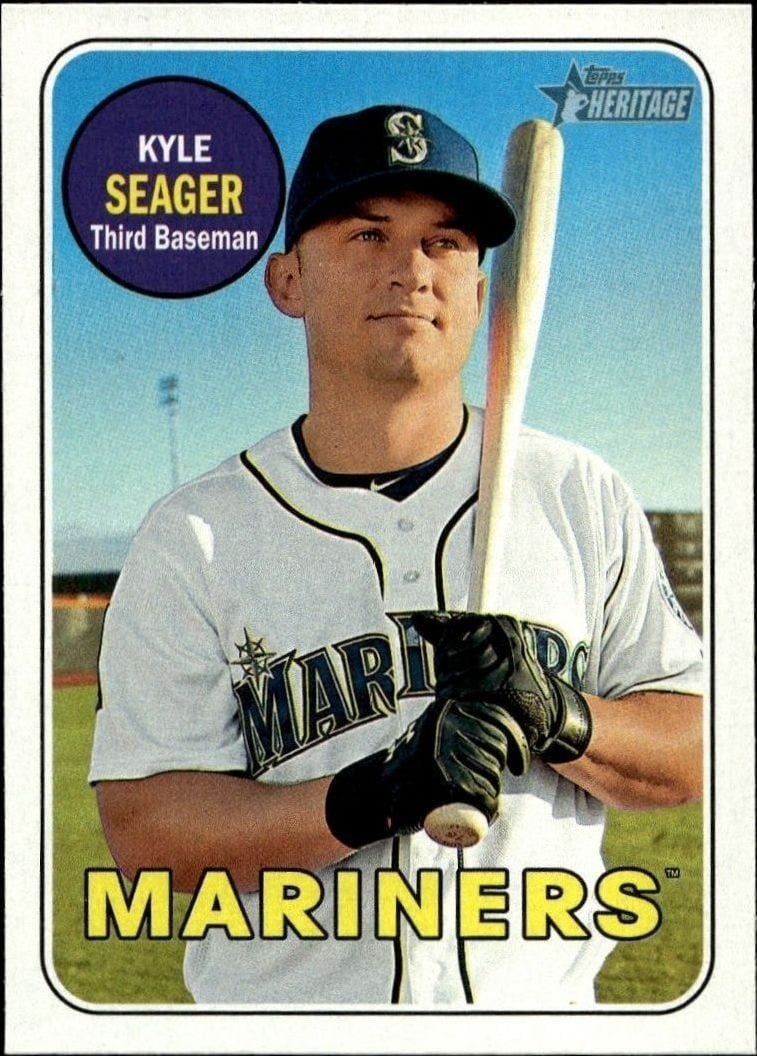 Kyle Seager 2018 Topps Heritage #233 Baseball Trading Card - Front 2018 Topps Heritage Kyle Seager #233 baseball trading card front
