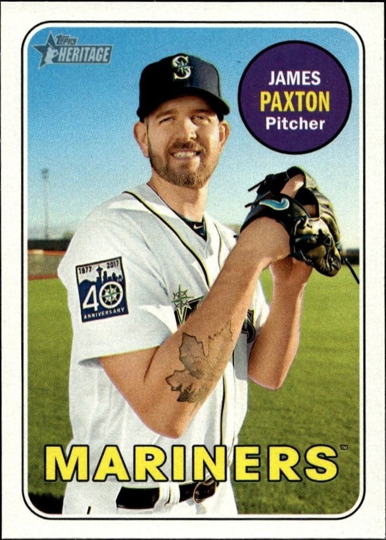 James Paxton 2018 Topps Heritage #69 Baseball Trading Card - Front 2018 Topps Heritage James Paxton #69 baseball trading card front