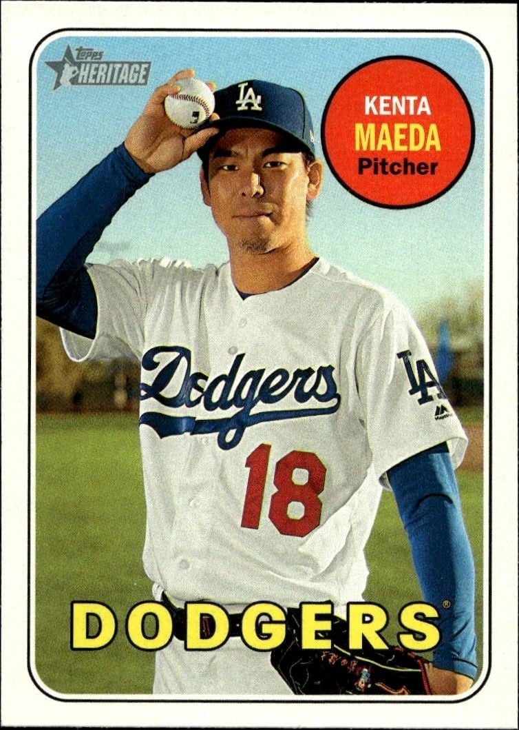 Kenta Maeda 2018 Topps Heritage #94 Baseball Trading Card - Front 2018 Topps Heritage Kenta Maeda #94 baseball trading card front