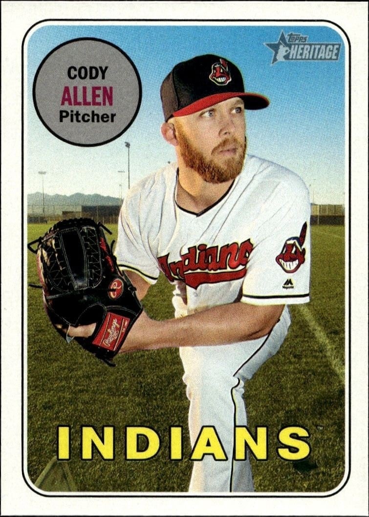 Cody Allen 2018 Topps Heritage #157 Baseball Trading Card - Front 2018 Topps Heritage Cody Allen #157 baseball trading card front