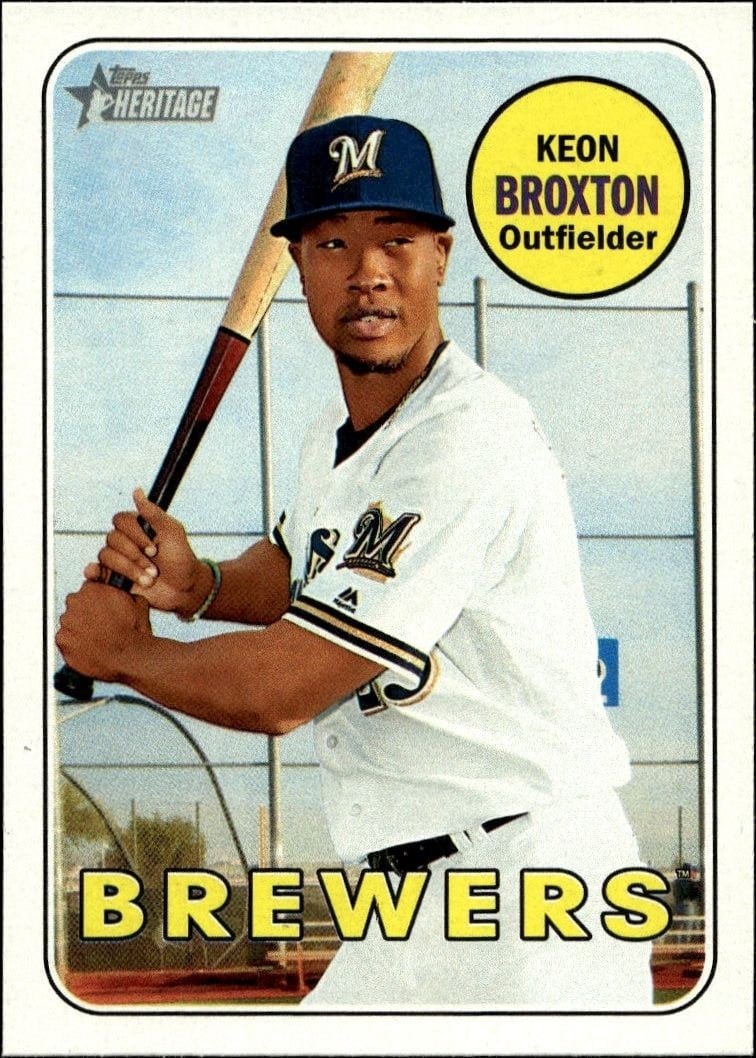Keon Broxton 2018 Topps Heritage #243 Baseball Trading Card - Front 2018 Topps Heritage Keon Broxton #243 baseball trading card front