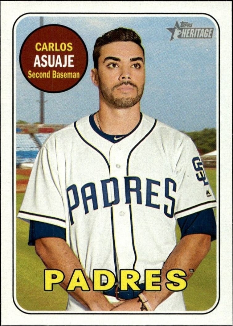 Carlos Asuaje 2018 Topps Heritage #203 Baseball Trading Card - Front 2018 Topps Heritage Carlos Asuaje #203 baseball trading card front