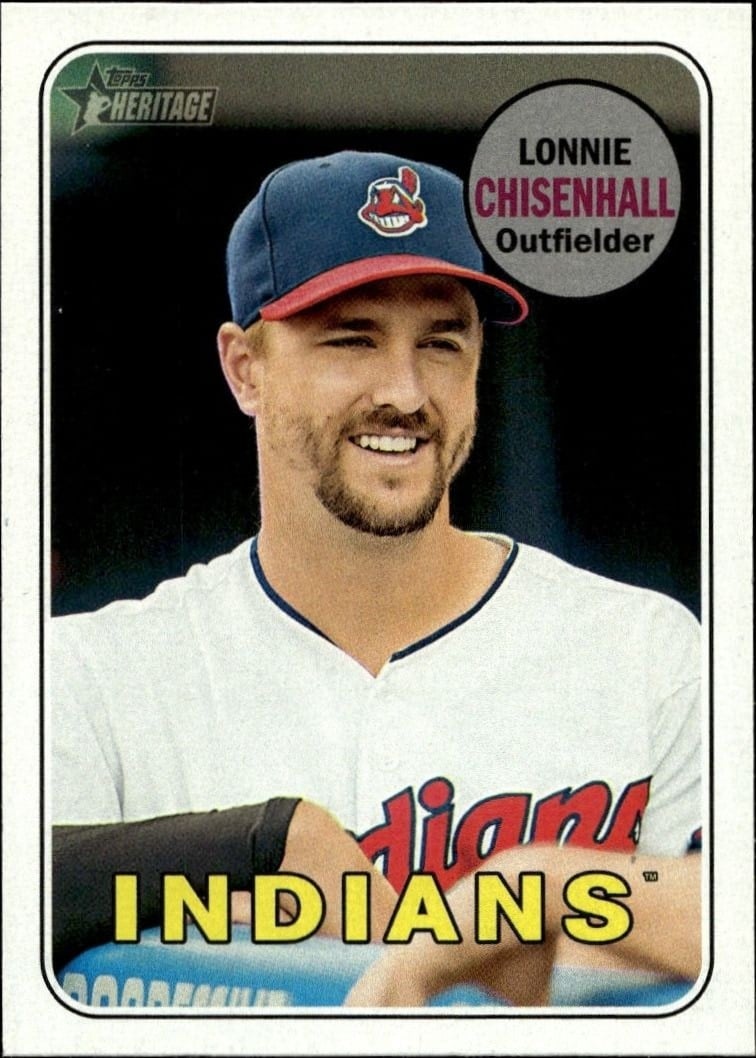 Lonnie Chisenhall 2018 Topps Heritage #481 Baseball Trading Card - Front 2018 Topps Heritage Lonnie Chisenhall #481 baseball trading card front