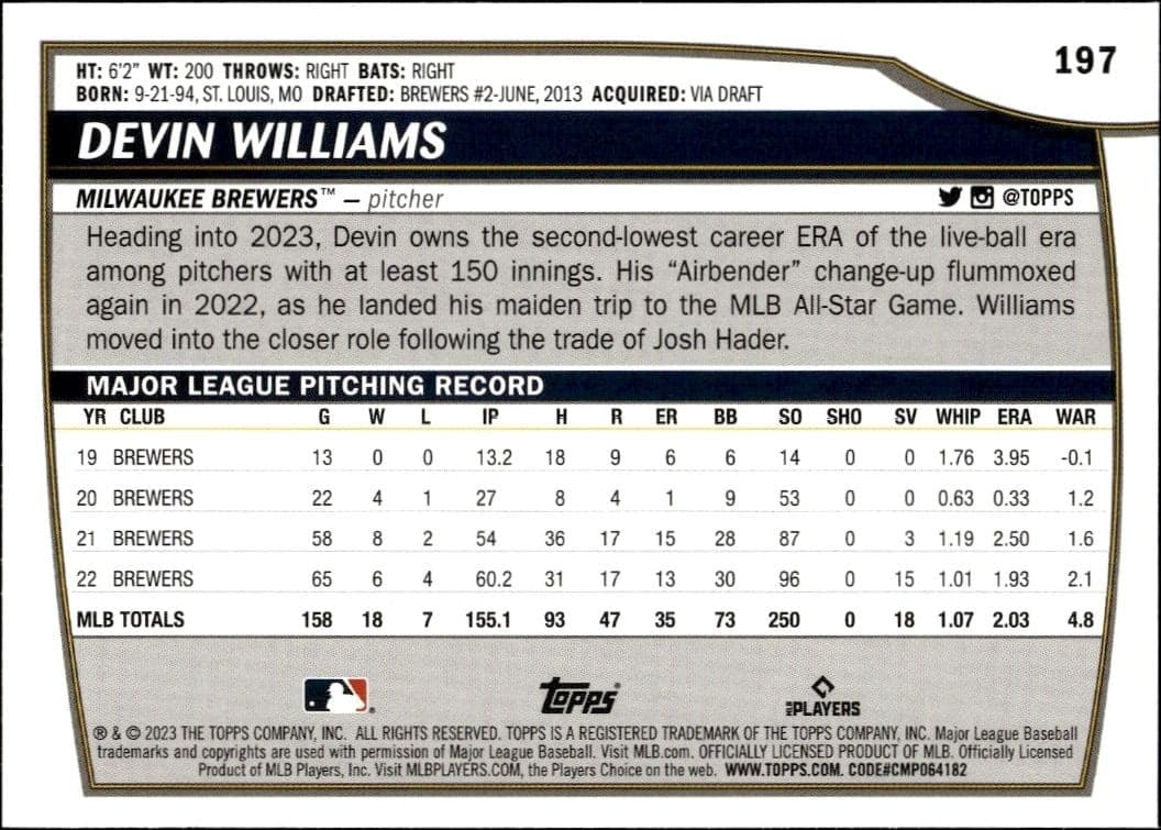 Devin Williams - Back