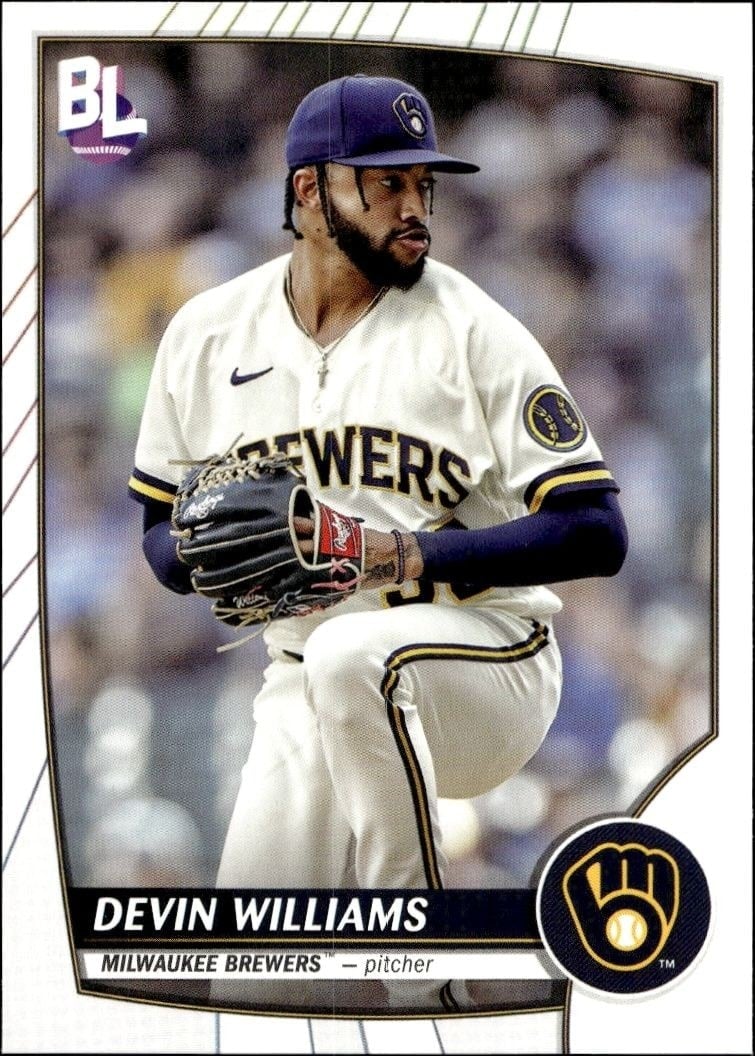 Devin Williams 2023 Topps Big League #197 Baseball Trading Card - Front 2023 Topps Big League Devin Williams #197 baseball trading card front