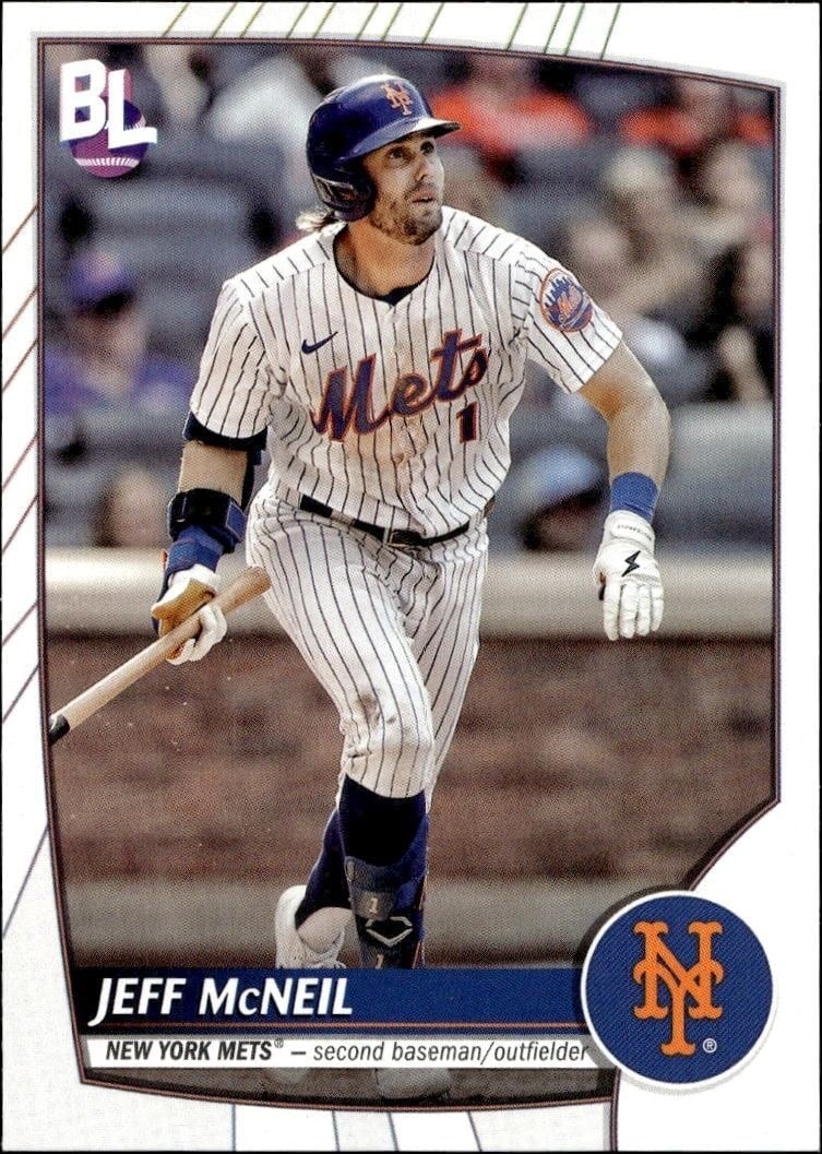 Jeff McNeil 2023 Topps Big League #145 Baseball Trading Card - Front 2023 Topps Big League Jeff McNeil #145 baseball trading card front
