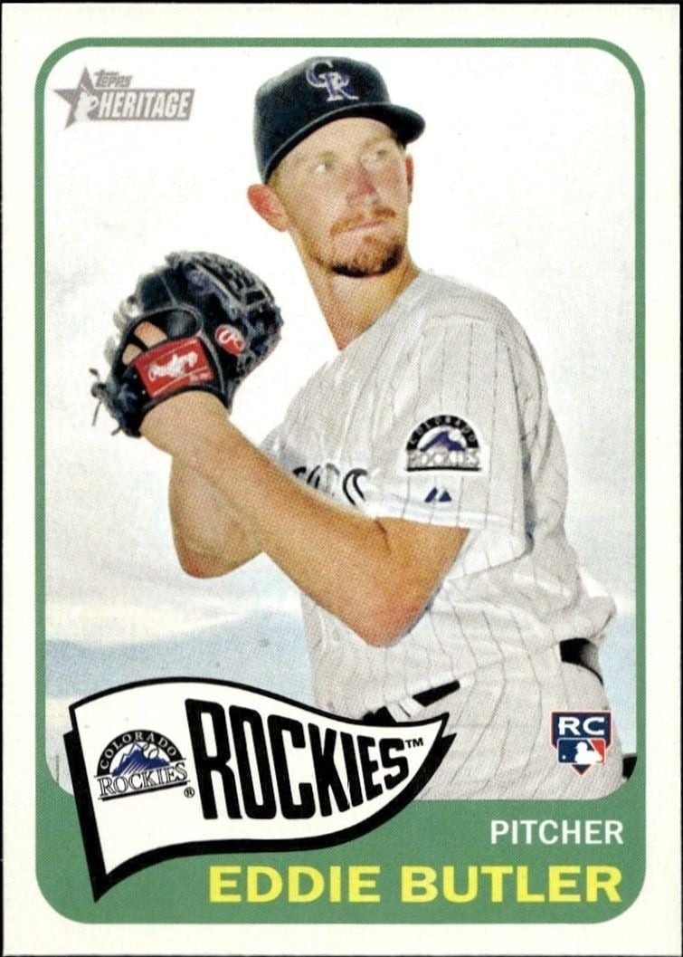 Eddie Butler 2014 Topps Heritage High Number #H523 Baseball Trading Card - Front 2014 Topps Heritage High Number Eddie Butler #H523 baseball trading card front