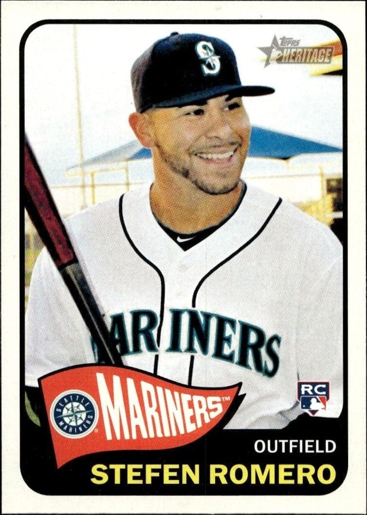 Stefen Romero 2014 Topps Heritage High Number #H597 Baseball Trading Card - Front 2014 Topps Heritage High Number Stefen Romero #H597 baseball trading card front