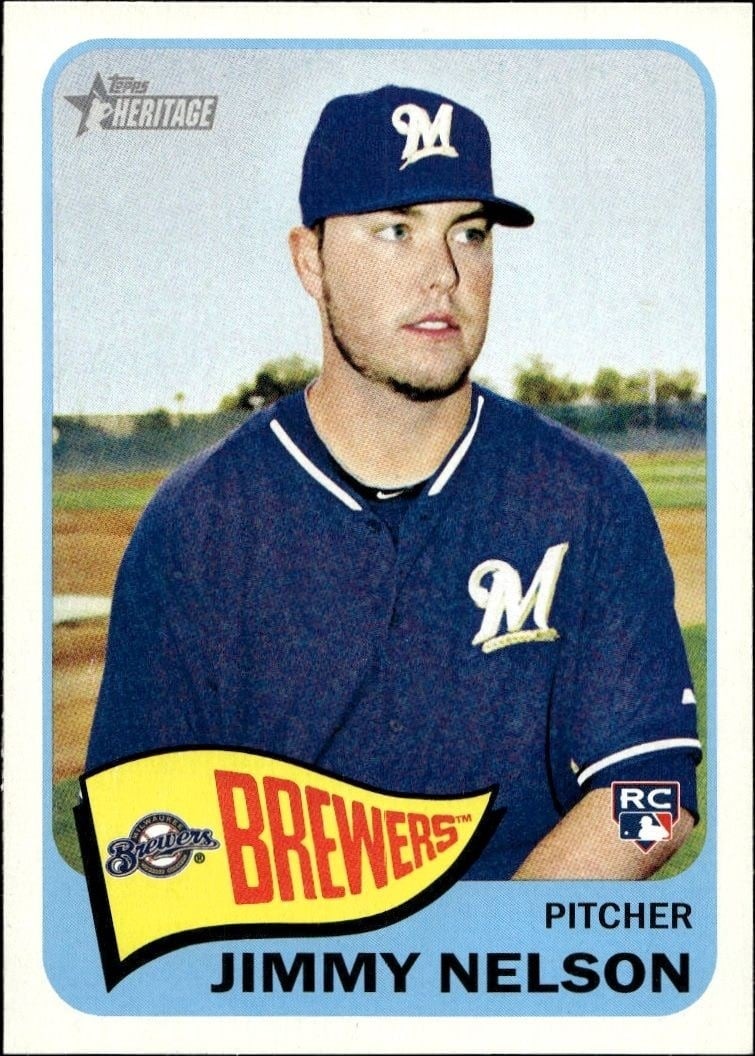 Jimmy Nelson 2014 Topps Heritage High Number #H510 Baseball Trading Card - Front 2014 Topps Heritage High Number Jimmy Nelson #H510 baseball trading card front