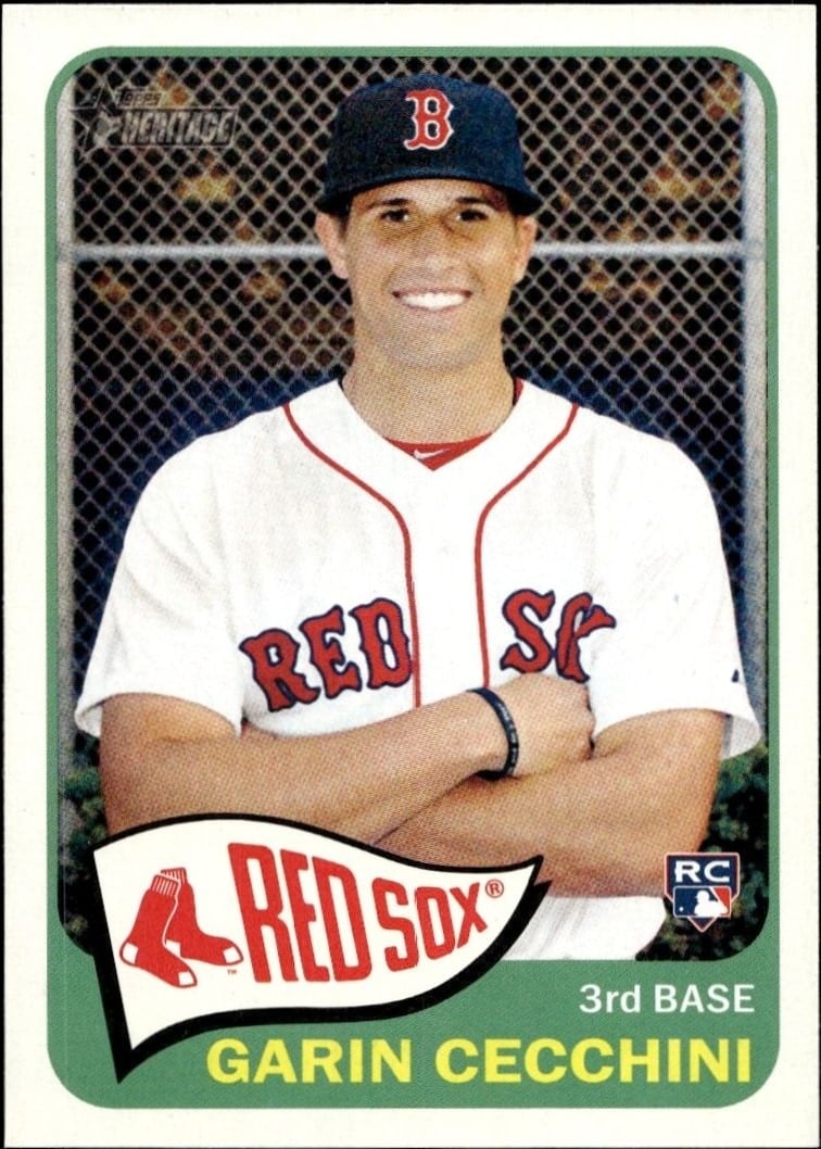 Garin Cecchini 2014 Topps Heritage High Number #H520 Baseball Trading Card - Front 2014 Topps Heritage High Number Garin Cecchini #H520 baseball trading card front