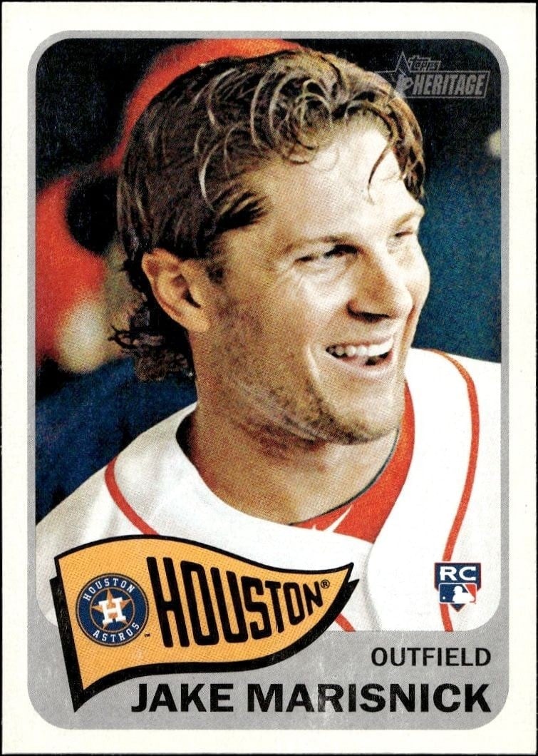 Jake Marisnick 2014 Topps Heritage High Number #H569 Baseball Trading Card - Front 2014 Topps Heritage High Number Jake Marisnick #H569 baseball trading card front